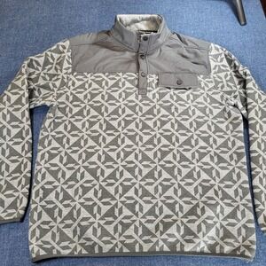 Rank 45 Mens Grey Geometric Fleece Quarter Snap Pullover Sweater Size Medium